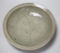 A Chinese Celadon charger. 34cm diameter