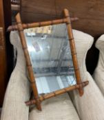 A late Victorian faux bamboo rectangular frame wall mirror, width 56cm, height 74cm