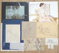 A folio of assorted drawings and watercolours, 18th century and later