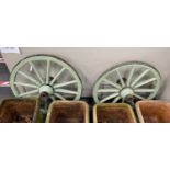 Two vintage painted cart wheels, diameter 90cm