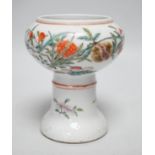 A 19th century Chinese stem cup, painted with flowers and fruit 12cm