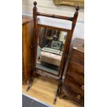 A Regency mahogany cheval mirror, width 59cm, height 152cm