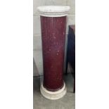 A faux porphyry column with circular marble top, height 104cm