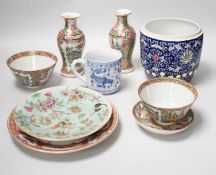 A group of 19th/20th century Chinese enamelled porcelain and a Samson armorial plate