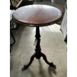 A Victorian and later circular mahogany wine table, bears T & G Seddon paper label, diameter 46cm,