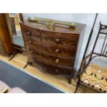 An early Victorian mahogany bowfront chest of two short and three long drawers, width 95cm, depth