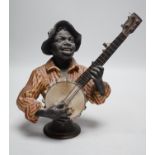 After Emile Coriolan Guillemin (1841-1907). A cold painted spelter model, ‘’The Banjo Player’’,