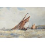Frederick James Aldridge (1850-1893), watercolour, Fishing boats off the coast, signed, 17 x 24cm
