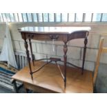 A reproduction mahogany side table and a George III style banded mahogany console table, larger