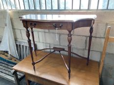 A reproduction mahogany side table and a George III style banded mahogany console table, larger
