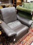A De Sede brown leather armchair, width 92cm, depth 83cm, height 80cm