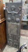 An African carved hardwood door, width 52cm, height 156cm
