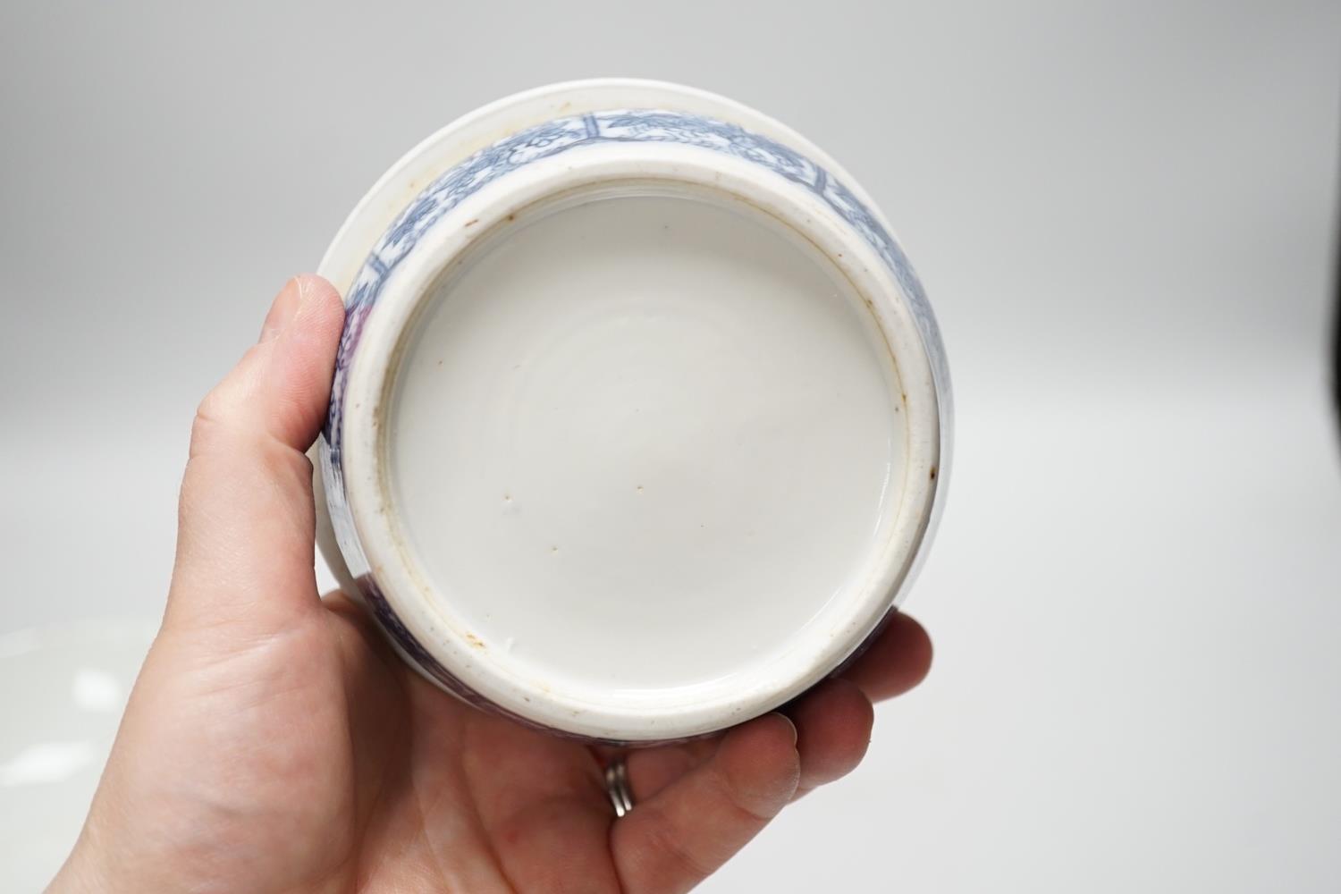 A A Chinese blue and white Dragon medallion bowl, 16.3 cm, a blue and white pot cover and stand - Image 14 of 14