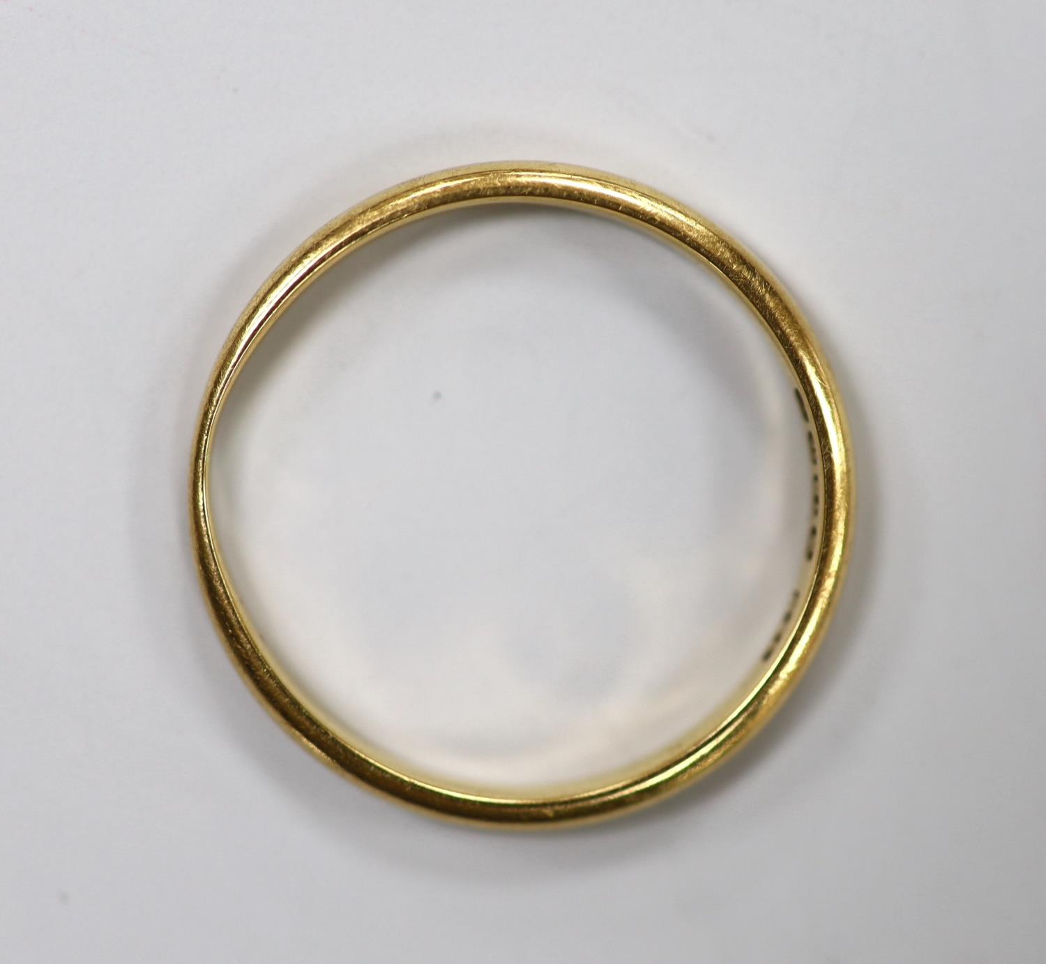 A 1940's 18ct gold wedding band, size R, 2.2 grams. - Image 2 of 3
