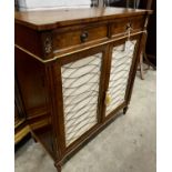 A Regency style brass inlaid simulated rosewood chiffonier, width 76cm, depth 34cm, height 83cm