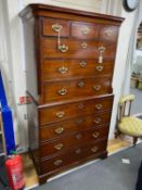 A George III mahogany chest on chest, with later secretaire drawer, width 105cm, depth 56cm,