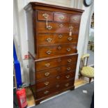 A George III mahogany chest on chest, with later secretaire drawer, width 105cm, depth 56cm,