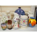 A collection of Poole pottery jugs and vases. Tallest 29cm