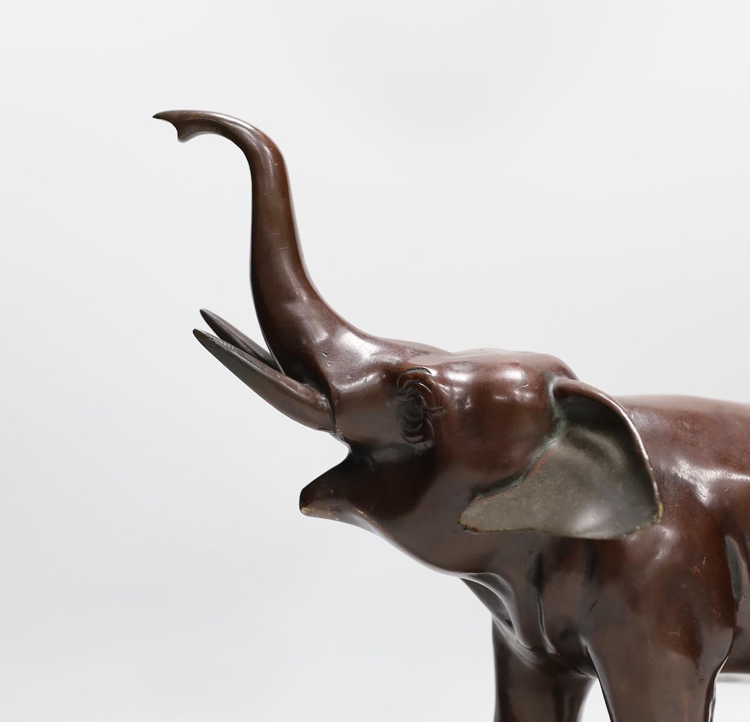 A 20th century patinated bronze model of an elephant, 29cm tall - Image 3 of 3