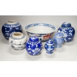 A quantity of various Chinese ceramics including blue and white jars, a ‘dragon’ bowl etc.