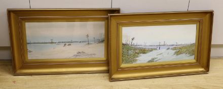 Charles S. Graham (1852-1911), pair of watercolours, Views along the Nile, signed, 24 x 50cm