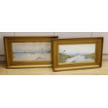 Charles S. Graham (1852-1911), pair of watercolours, Views along the Nile, signed, 24 x 50cm