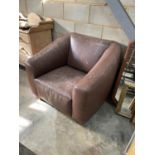 A Heals brown leather armchair, width 96cm, depth 84cm, height 78cm