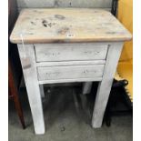 A Victorian part white painted pine book press table, width 51cm, depth 36cm, height 71cm