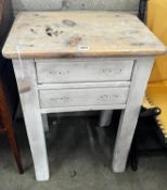 A Victorian part white painted pine book press table, width 51cm, depth 36cm, height 71cm