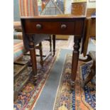 A Victorian coromandel banded mahogany Pembroke table, width 48cm, depth 96cm, height 71cm