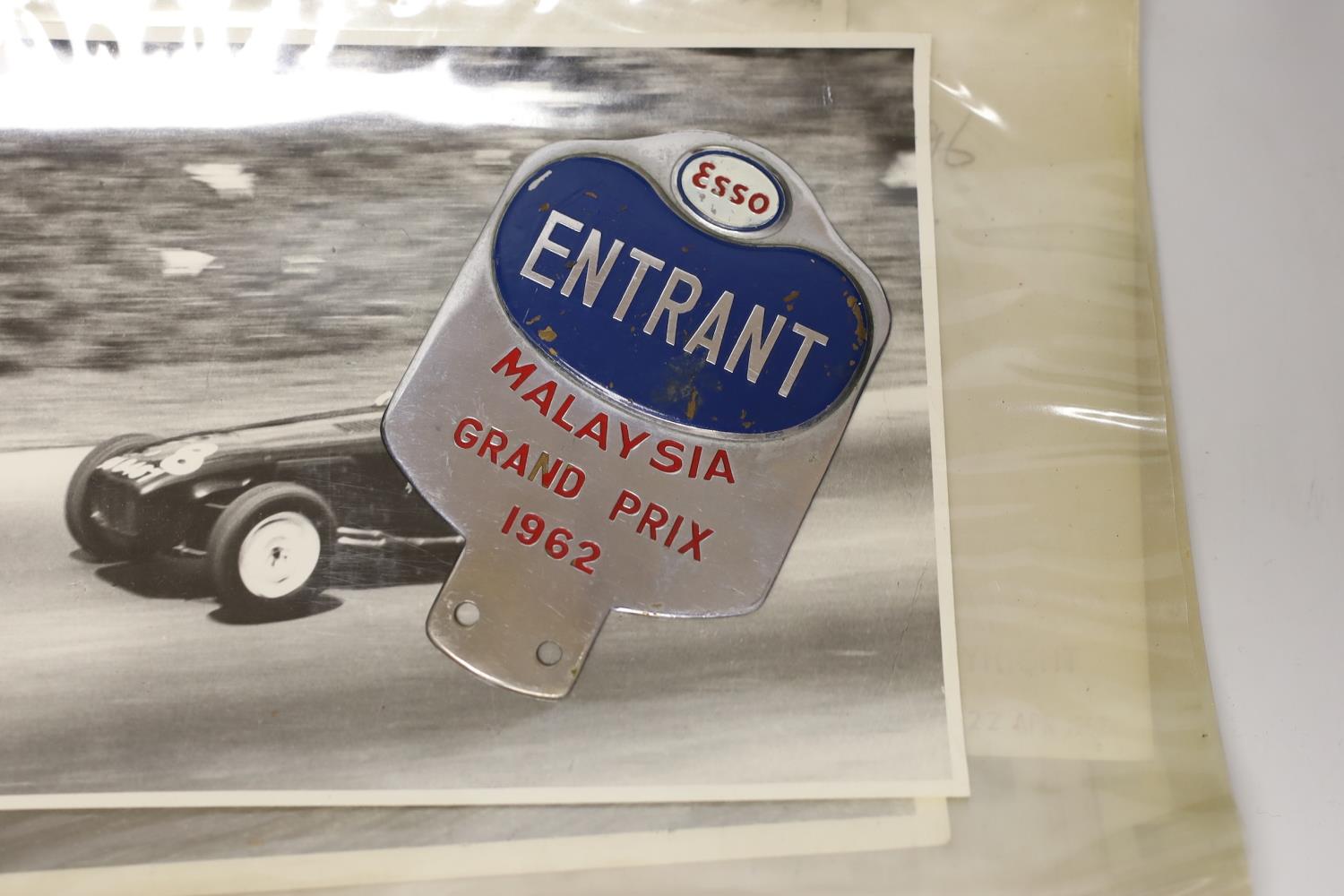 Automobilia- Loris Goring photos, Singapore, Thompson Road Grand Prix 1957-66, 1962 car badge etc - Image 2 of 5