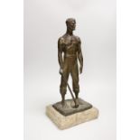 An early 20th century bronze figure of a worker. Signed N. Barabotti Nice, to rear of base. 43cm