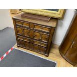 A 17th century oak geometric chest, width 87cm, depth 54cm, height 80cm