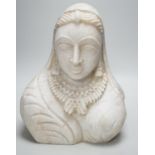 An Indian carved marble bust, 31cm