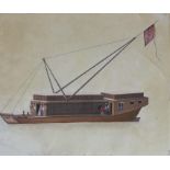 19th century Chinese School, nine gouaches on pith paper, Studies of water-going vessels,