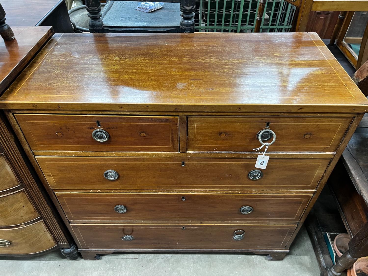 A Regency inlaid mahogany chest of drawers, width 108cm, depth 49cm, height 104cm - Image 2 of 4