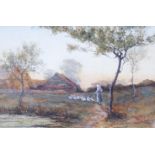 Wilfred Williams Ball (1853-1917), watercolour, ‘'Returning Home, Evening’, signed and dated 1881,