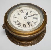 A Hughes & Son brass cased ship's clock, 19.5cm