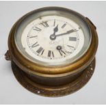 A Hughes & Son brass cased ship's clock, 19.5cm