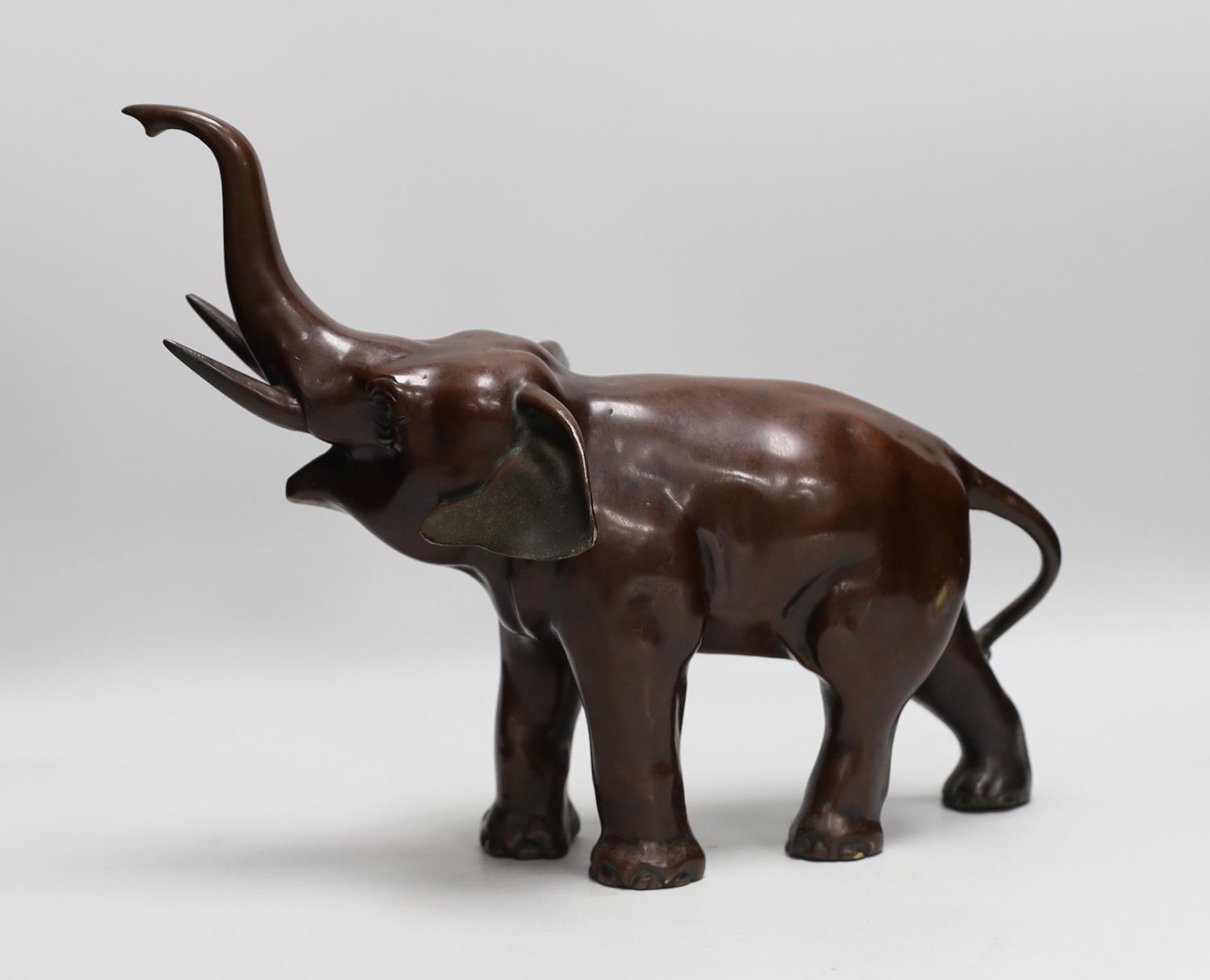 A 20th century patinated bronze model of an elephant, 29cm tall - Image 2 of 3