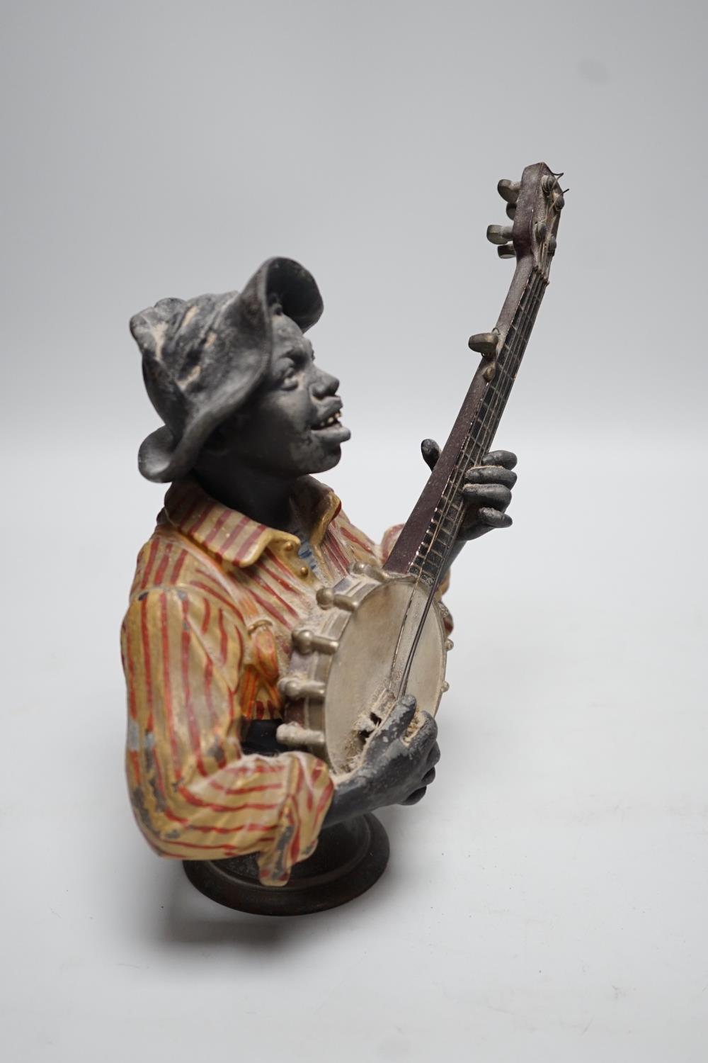 After Emile Coriolan Guillemin (1841-1907). A cold painted spelter model, ‘’The Banjo Player’’, - Image 2 of 5