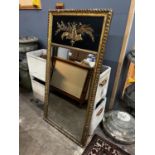 A Regency painted gilt and gesso pier glass with musical trophy tablet, width 62cm, height 124cm