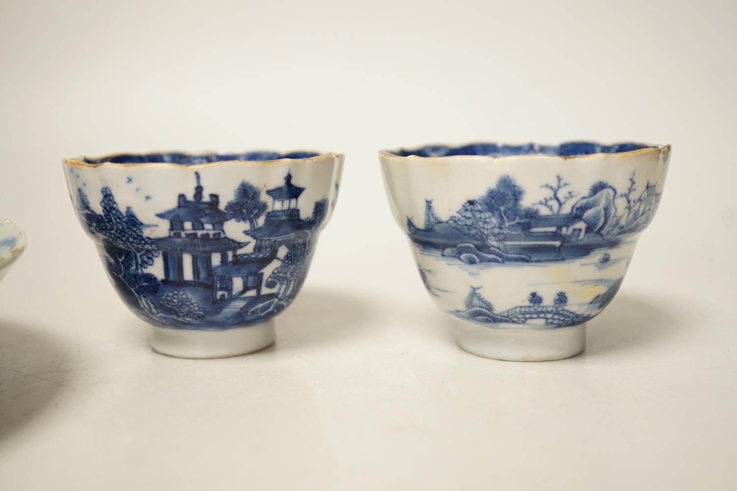 Two 19th century Chinese blue and white dishes and two 18th century tea bowls, largest 23cm - Image 6 of 18
