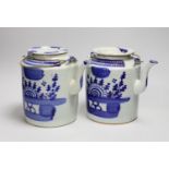 Two large Chinese blue and white teapots and covers, early 20th century, 19.5cm tall