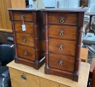 A pair of Victorian and later mahogany four drawer bedside chests, (altered) width 42cm, depth 40cm,