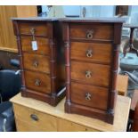 A pair of Victorian and later mahogany four drawer bedside chests, (altered) width 42cm, depth 40cm,