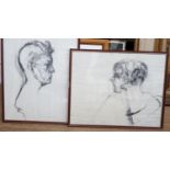 Roland Jarvis (1926-2016), two charcoal and pencil drawings, 'Profile Head 1' and 'Profile Head