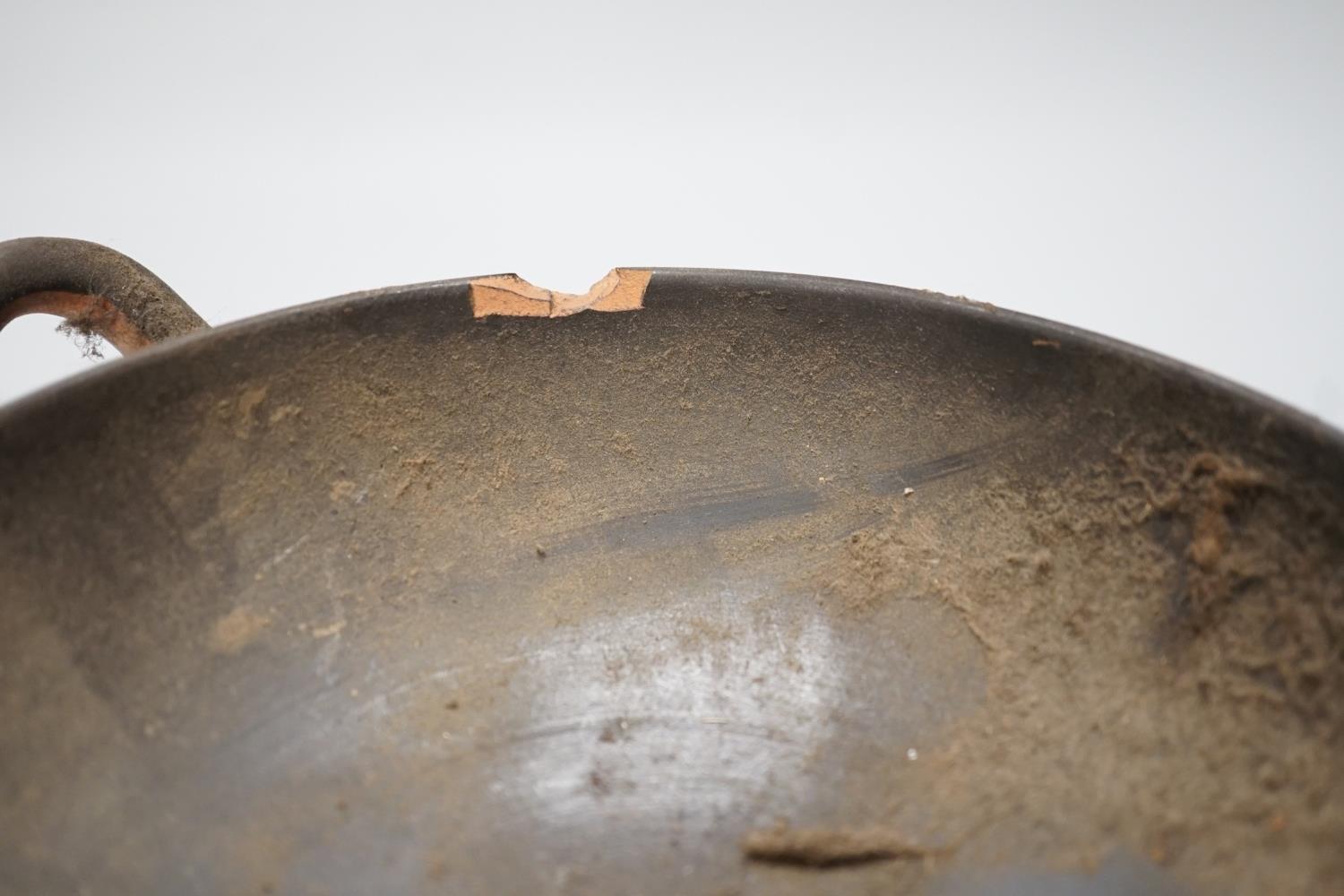 An Apulian black painted kylix, c. 4th century BCE., a Cypriot pottery flask, early Iron Age, two - Image 5 of 8