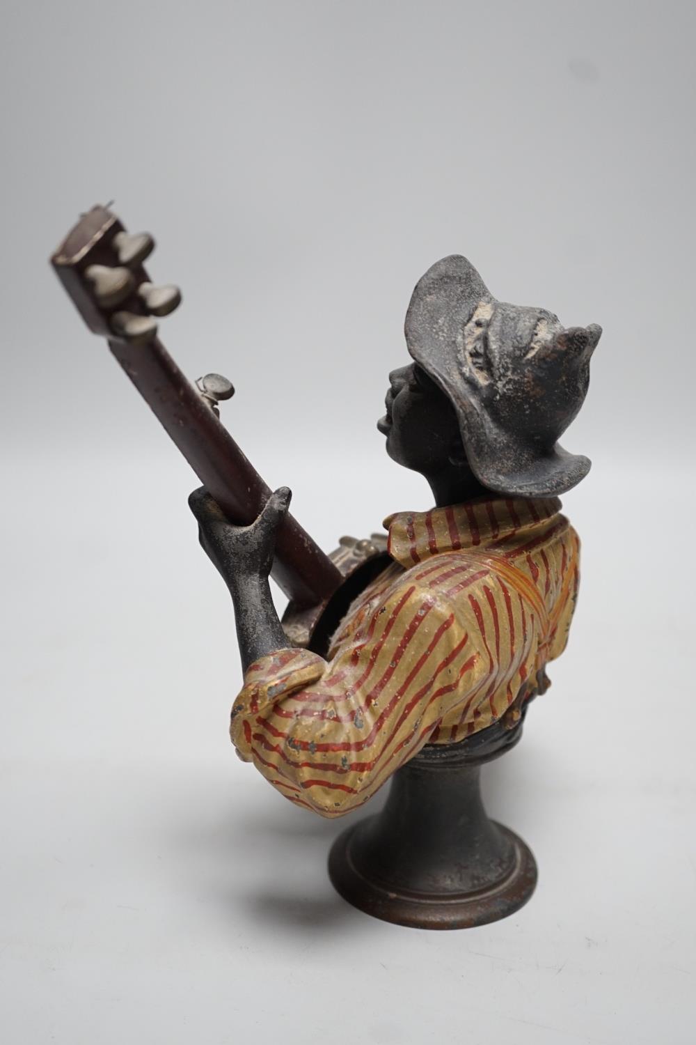 After Emile Coriolan Guillemin (1841-1907). A cold painted spelter model, ‘’The Banjo Player’’, - Image 5 of 5