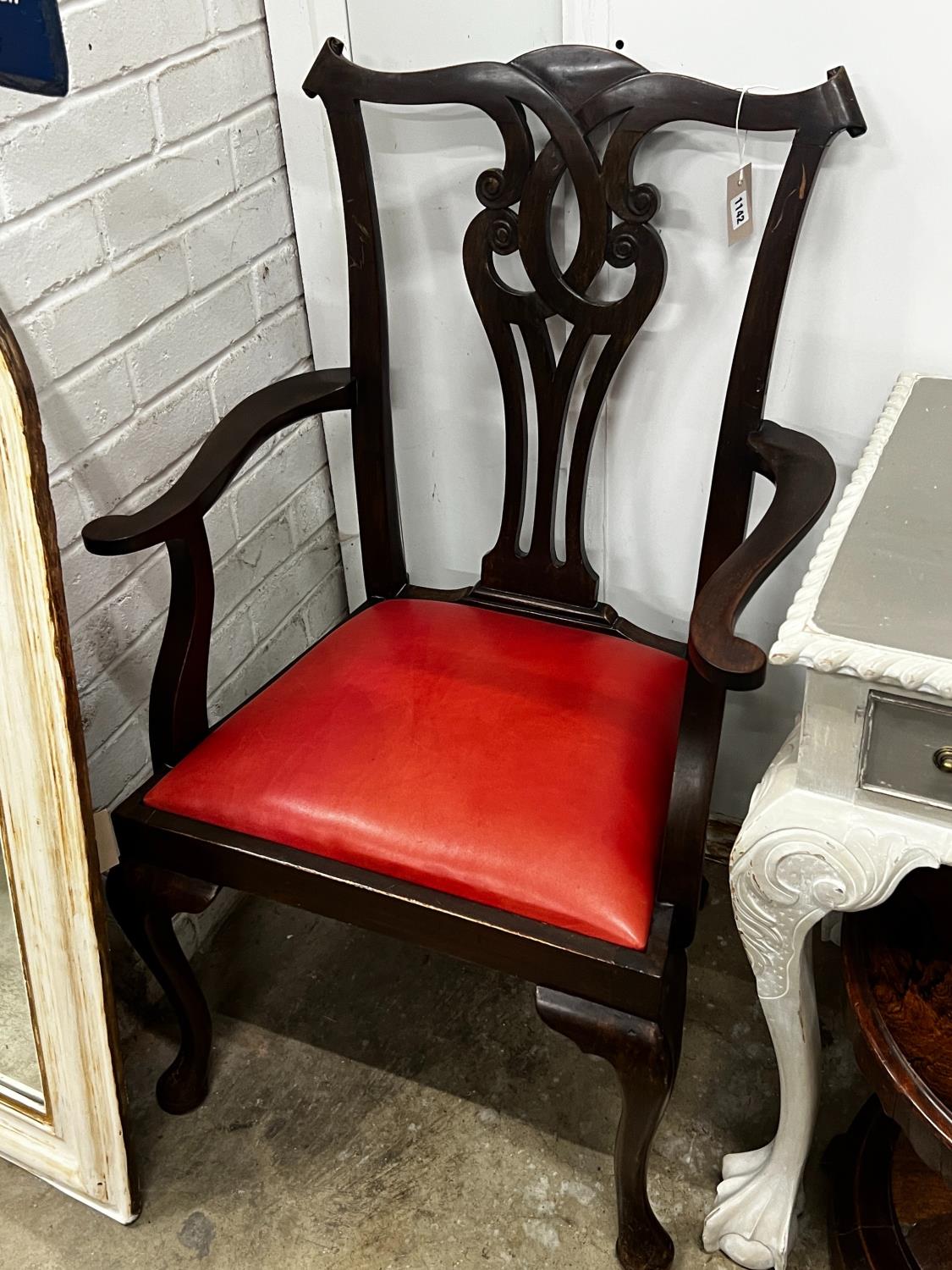 A Victorian circular rosewood occasional table (adapted) diameter 50cm height 44cm and a Chippendale